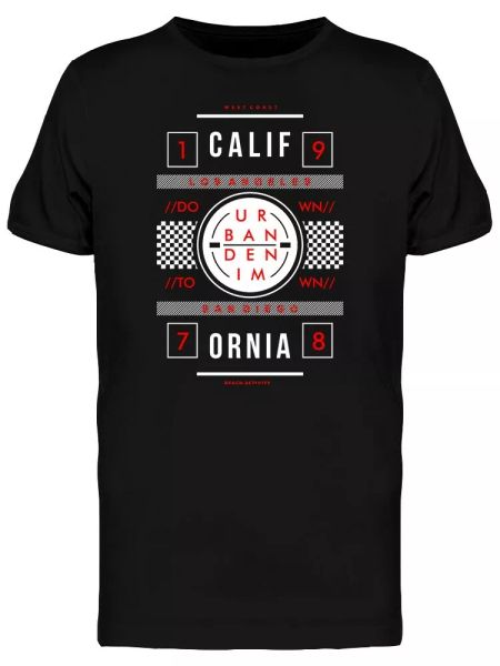 

californian urban denim graphic men's tee -image by shutterstock, White;black