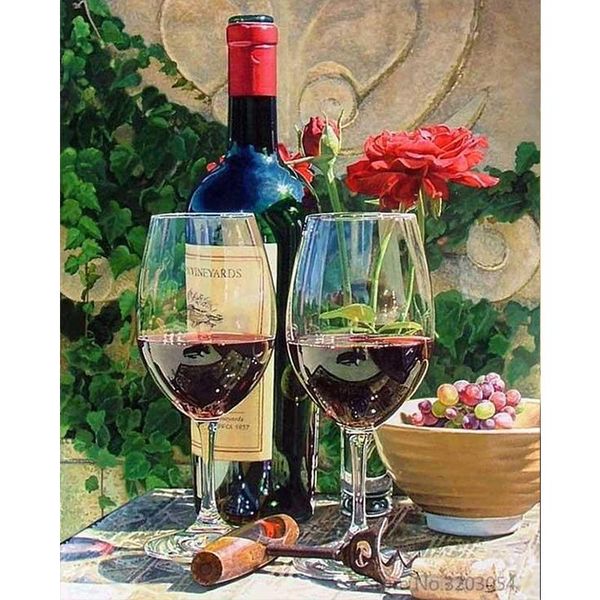 

paintings paint by number red wine oil painting on canvas for adults handmade diy kits drawing coloring picture po home decoration