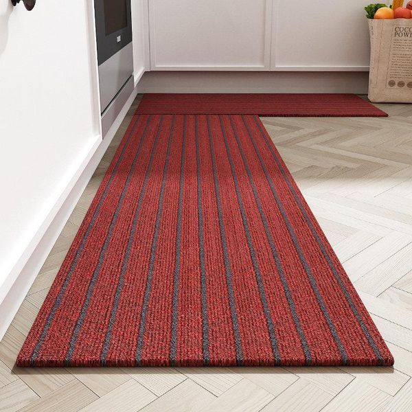 

carpets solid color stripes kitchen mat long anti-slip entrance doormat living room bedroom balcony rugs water oil absorption