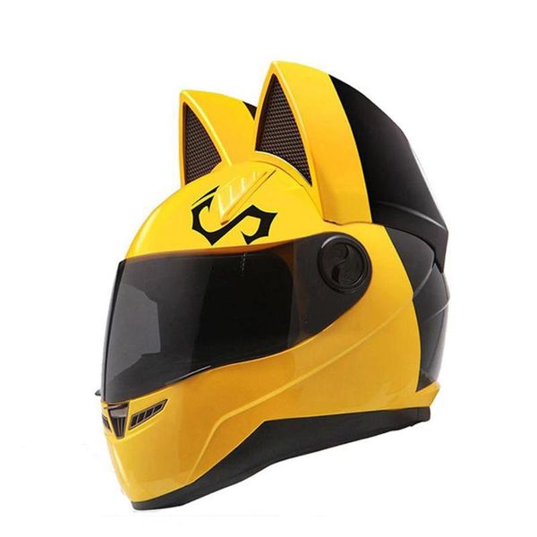 

motorcycle helmets nitrinos helmet women moto cat full face casque casco horns motorbike capacete