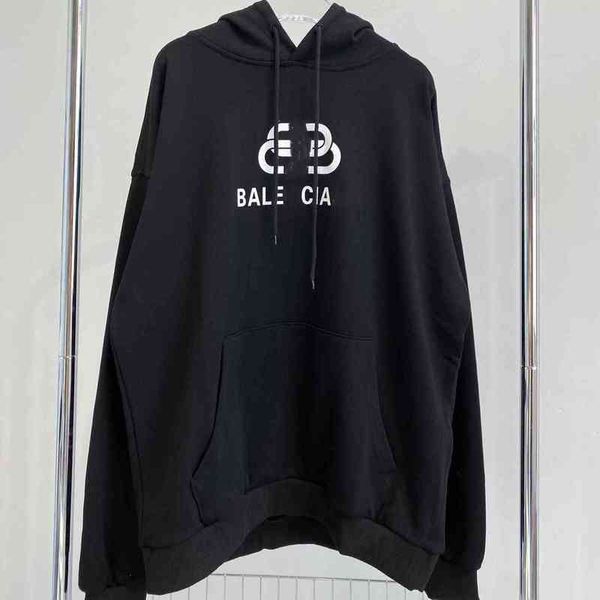 

2022 factory wholesale new ss autumn fashion lock letter printing hooded pullover sweater casual simple long sleeve for men and women, Black
