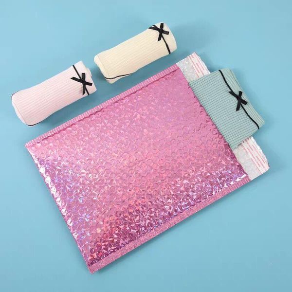 

gift wrap 10pcs holographic foil bubble mailer makeup bags glamour colorful packaging padded mailing envelope