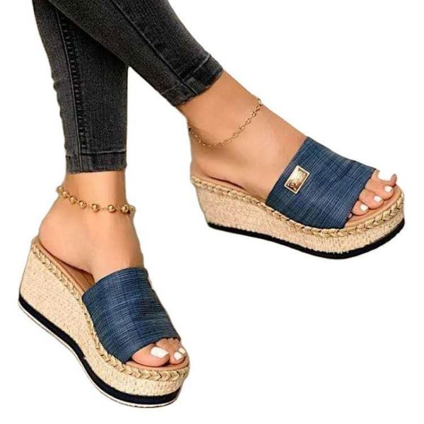 

Women Platform Wedges Slippers Women 2021 Summer New Female Shoes Fashion Large 43 Sandals Slides Women Fashion Heeled Shoes, Black