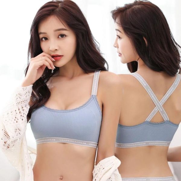 

gym clothing women fitness sports bra push up seamless u-neck no rim vest letter threaded cotton y type breathable underwear, White;black