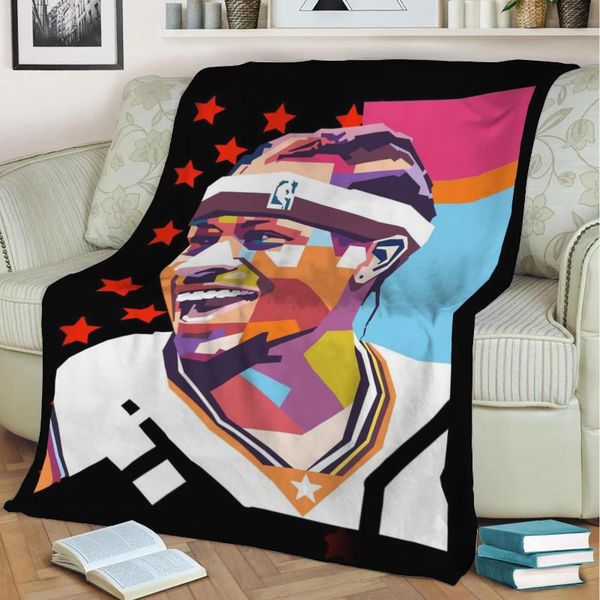 

blankets allen iverson 3d print plush blanket throw on sofa home decor soft warmth washable nap drop