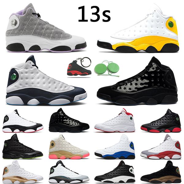 

13s cap and gown basketball shoes mens jumpman 13 obsidian university gold red flint black cat mens trainer, White;red