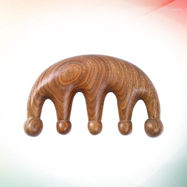 

green sandalwood meridian comb five teeth rake round bead anti-static head1, Silver