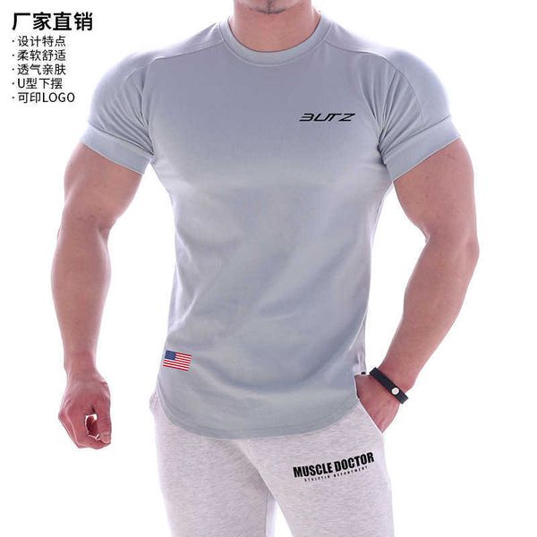 

brothers new quick drying sports outdoor short sleeve t-shirt men's fitness t-shirt clothing, Gray