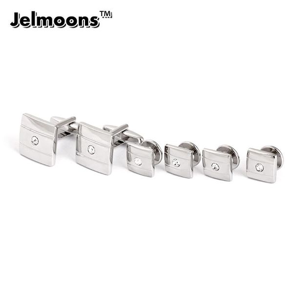 

earrings & necklace square french shirt studs and men's tuxedo buttons sets, Silver