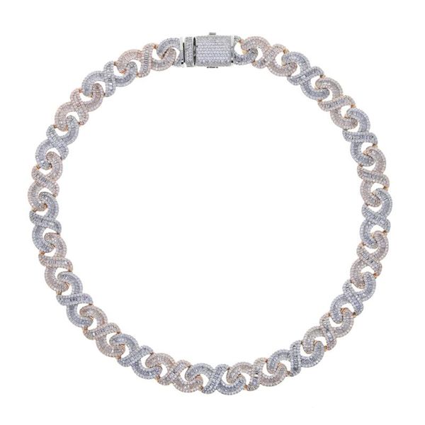 

chokers women men hip hop iced out bling chain necklaces pave setting cz stone miami cuban chains hiphop necklace male fashion jewelry, Golden;silver