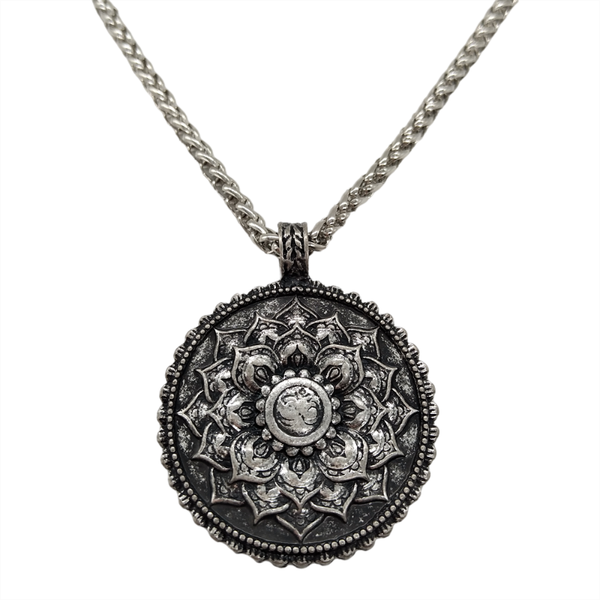 

pendant necklaces viking lotus mandala yoga chakra flower of life dome sacred geometry necklac for womens amulet jewelery, Silver