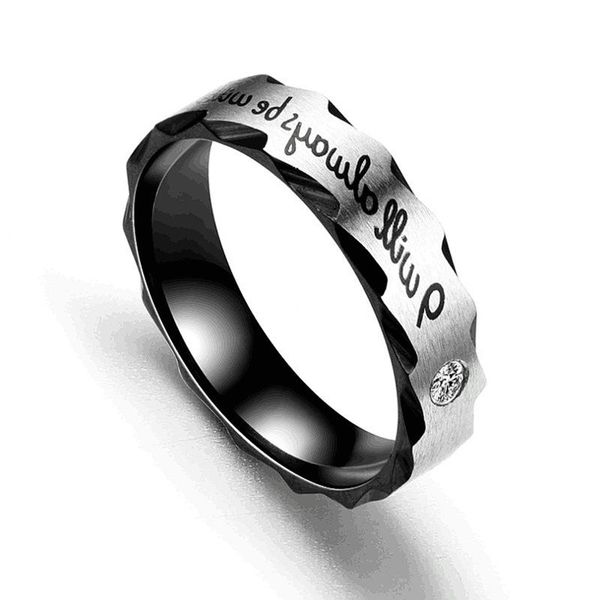 

wedding rings black rose gold letters for men women geometric cubic zirconia stainless steel lovers' ring fashion jewelry, Slivery;golden