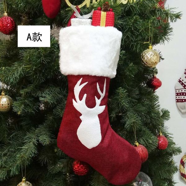 

party masks 2021 christmas decoration pendant large deer pattern socks gift bag