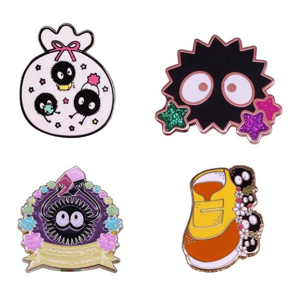 

pins, brooches soot sprite enamel pin spirited away badge anime jewelry, Gray
