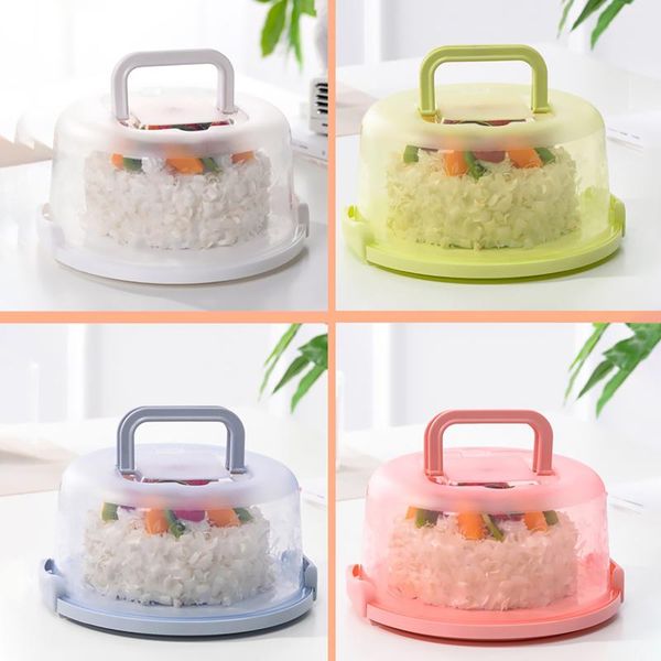 

storage bottles & jars cake box sealing cupcake container plastic round portable durable handheld birthday kitchen tool packaging