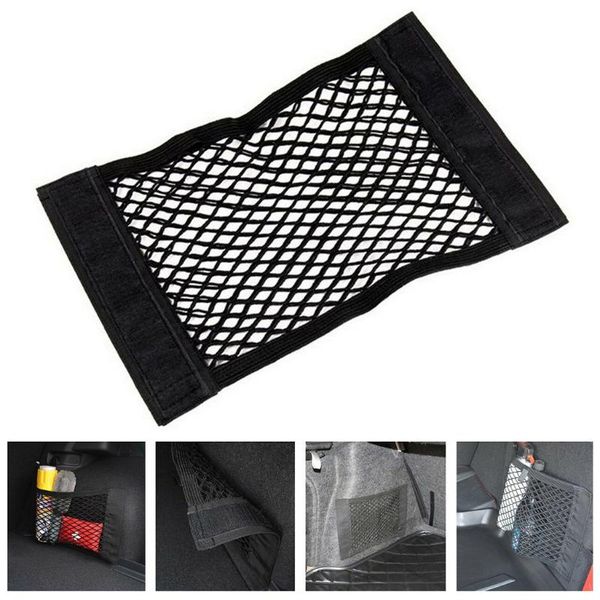 

car organizer trunk cargo bag mesh net pocket, for vehicle truck suv van snacks tissues, black