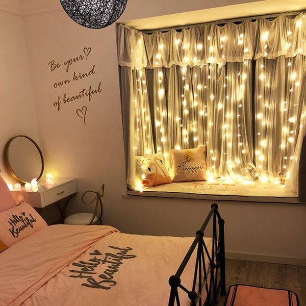

strings garalnd led 2*2m 200 curtain fairy light ice lamp for christmas diwali wedding party decorative lights window decoration jq