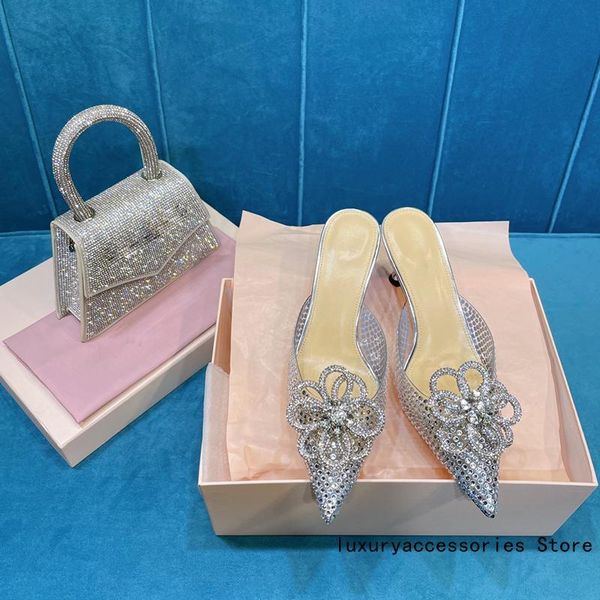 

catwalk style sunflower diamond heels women 6cm cozy med slippers pvc fashion crystal slingbacks, Black