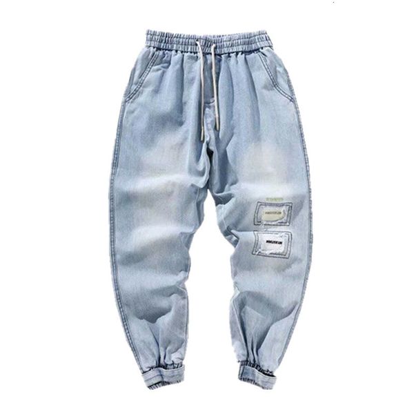 

men's jeans wholesale lang korean trendy tooling jeans men's brand harem pants casual plus size ripped hole trousers loose r8g2, Blue