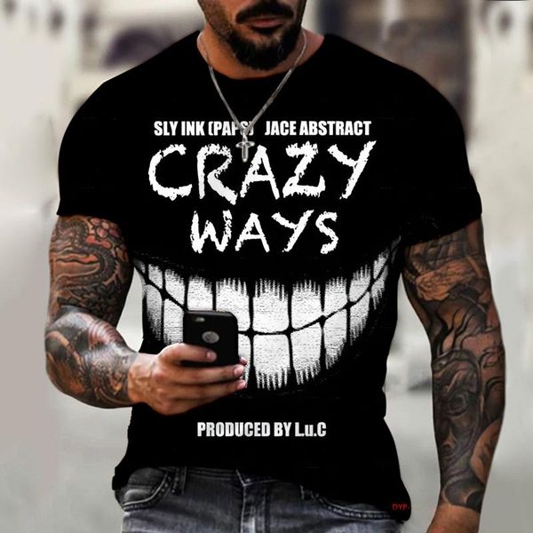 

men's t-shirts summer fashion t-shirt sports short sleeve casual 3d printing shirt round neck breathable clothing, White;black