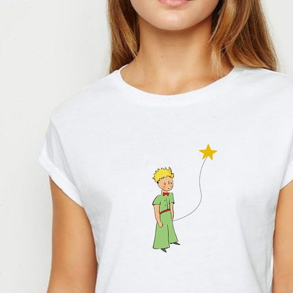 

young prince fly kite harajuku women t shirt spring summer loose printing design ropa mujer o collar shirts, White