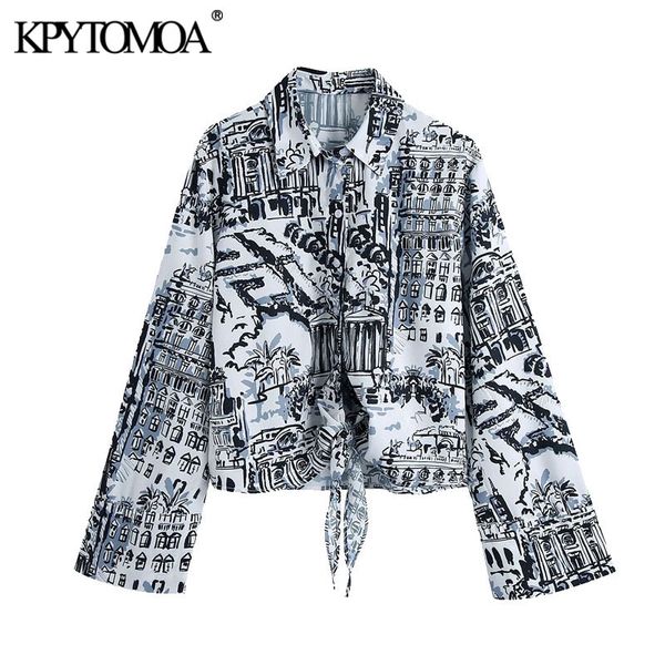 

women fashion with bow printed asymmetry blouses vintage long sleeve button-up female shirts blusas chic 210416, White