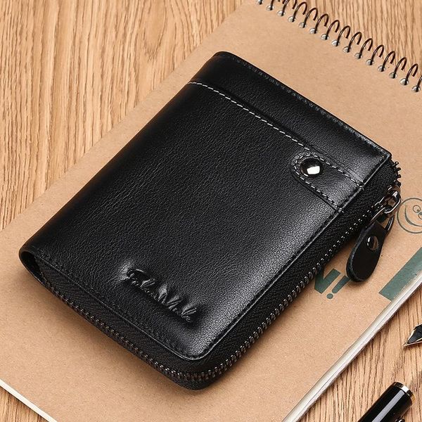 

wallets wallet men's short leather youth vertical zipper small, Red;black