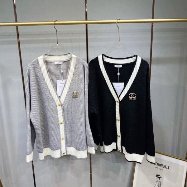

women's sweater designersweater coat loose knit black and white enlarged letter fashion cardigan leisure springand autumn style +a broo, White;black