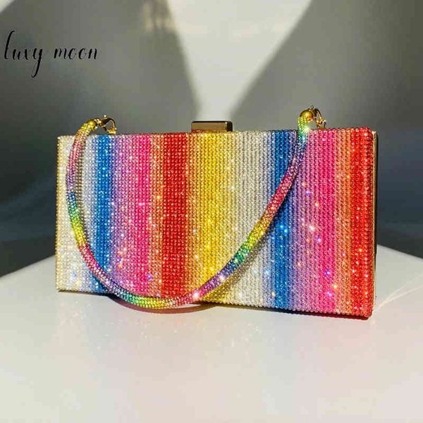 

rainbow diamond wedding elegant party evening clutch purse and handbag for women luxury designer crossbody bag zd2106