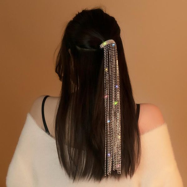 

hair clips & barrettes shining water drill band ladies long flow soda accessories rheine stone wedding banquet jewelry gift, Golden;silver
