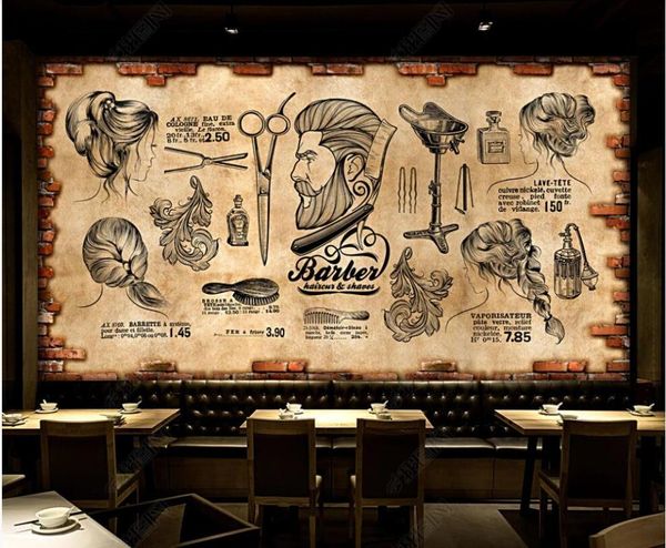 

wallpapers 3d wall murals wallpaper for walls in rolls fashion hair styling barber shop paper home decor custom mural po