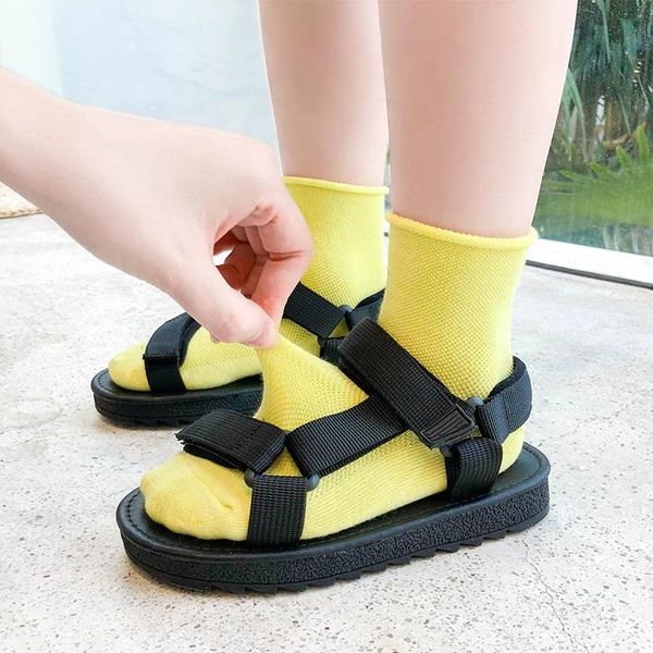 

kids socks children cotton soft sock boys girl short mesh ankle solid color more colors, Pink;yellow