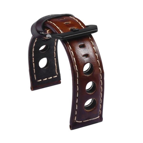 

watch bands leather strap vintage 20mm 22mm 24mm men's genuine band belt brown black, Black;brown