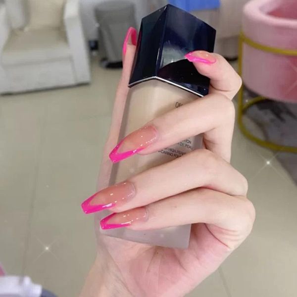

false nails 24pcs european american french with design ballerina full cover nail tips acrylic a little pink purple fake, Red;gold