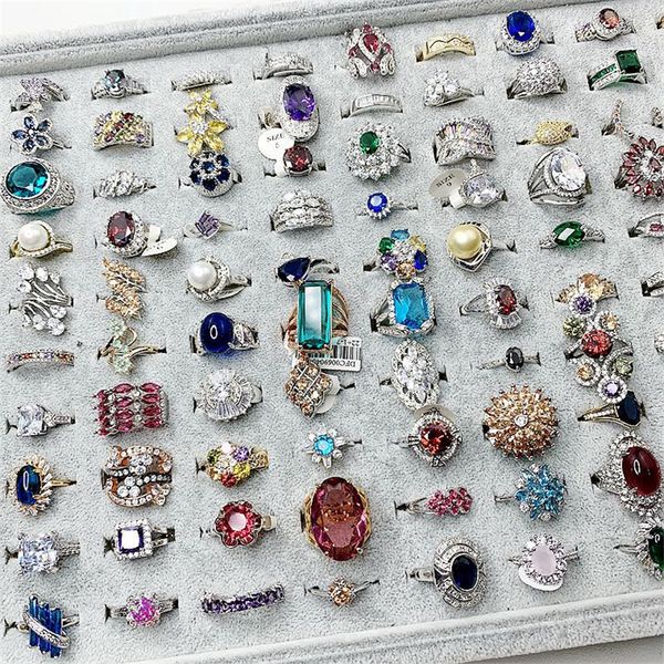 

vintage gemstone women rings light luxury crystal zircon stone ring colorful zirconia finger heavy industry micro pave s925 silver jewelry, Golden;silver