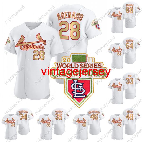 Maglia dei campioni delle World Series 2011 Nolan Arenado Paul Goldschmidt Harrison Bader Lane Thomas Miles Mikolas Bob Gibson Adam Wainwright Jose