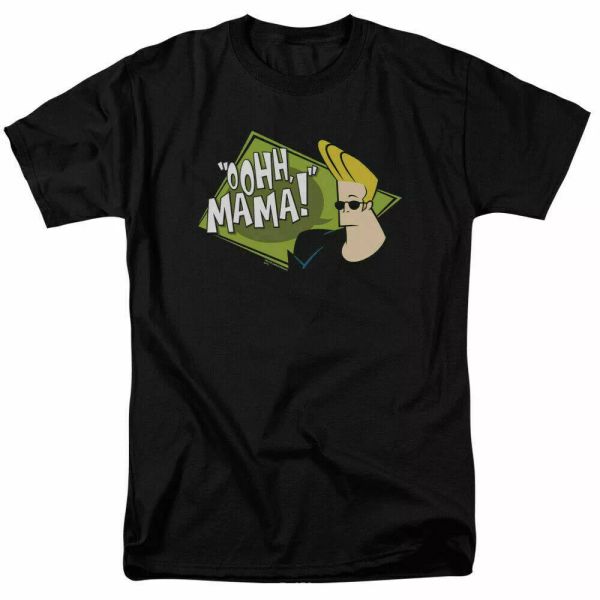 

johnny bravo oohh mama t shirt mens licensed cartoon merch whoa mama black, White;black