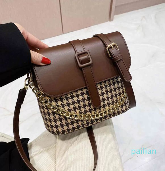 

chain portable bucket bag female 2021 new fashion woven single shoulder simple korean canvas messenger bag