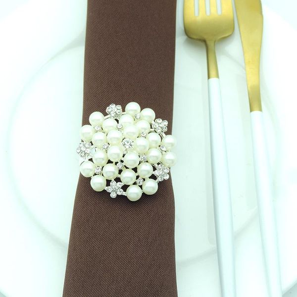 

1pc table decor metal napkin rings gold silver with pearls western style tissue holder family gatherings decoration multipurpose