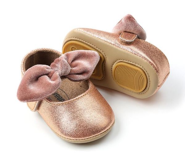 

first walkers fashion summer hard soled baby girl shoes flock bow-knot toddler moccasins anti-slip princess mary jane