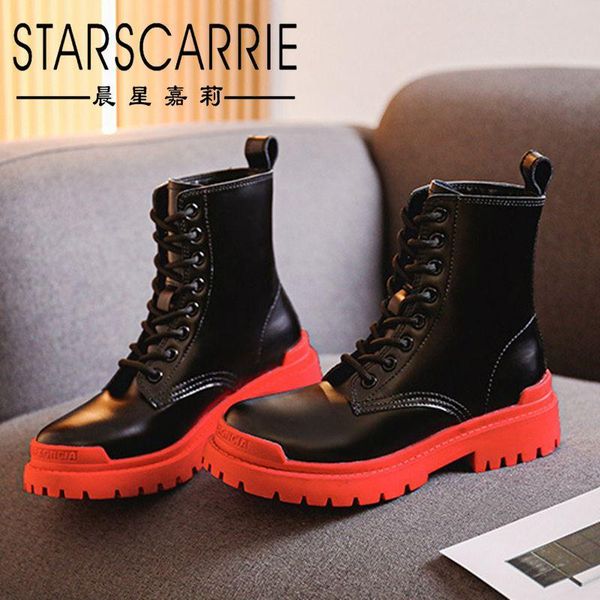 

boots women's thick bottomed riding autumn and winter 2021 cattle leather casual british style knight's, Black