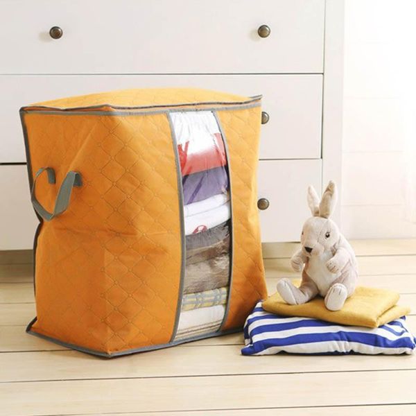 

laundry bag foldable dustproof eco-friendly home storage thicken sundries organizer non-woven bamboo charcoal clothing & wardrobe