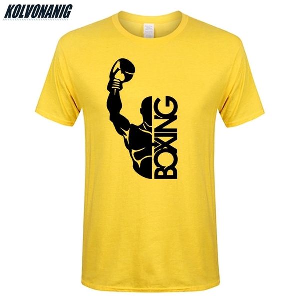 Verão Fashion Mangas Curtas Algodão Homens Sportswear Casual T-shirt Boxe Luvas de Encaixotamento Impressão de Combate Camisetas Masculinas Tops Tee Plus Size 210714