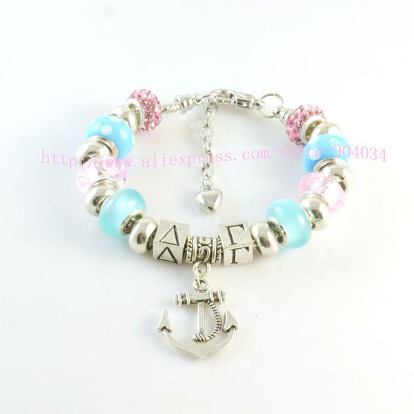 

delta gamma sorority charm bracelet greek bead bracelets 1pc, Golden;silver