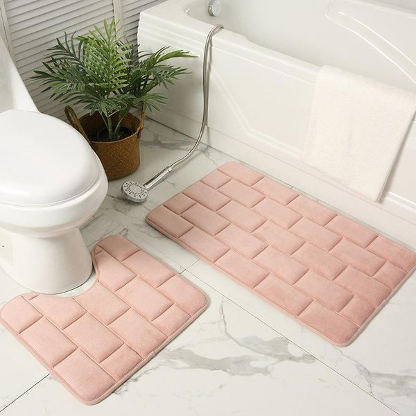

bath mats anti slip mat super absorbent toilet set brick pattern bathroom carpet thicken soft floor decor