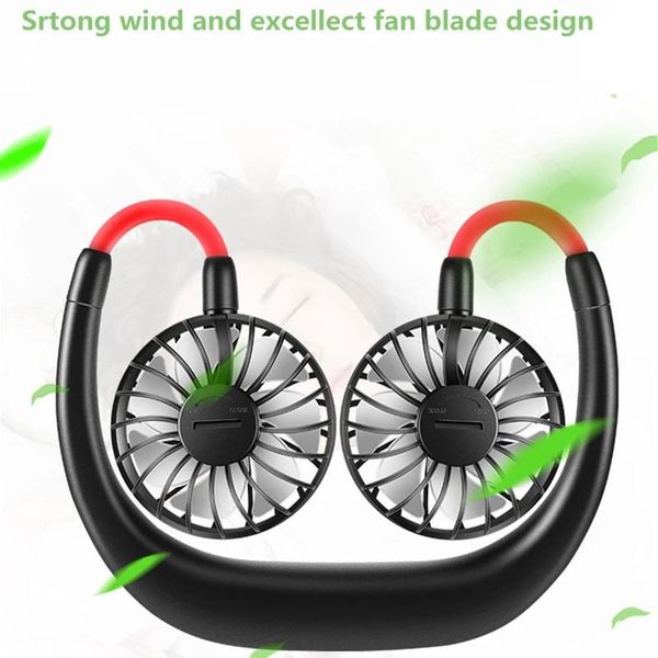 

electric fans portable summer hands-hanging neck fan usb rechargeable outdoor sports refrigeration with cooler indoor