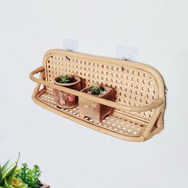 

hooks & rails hand woven rattan rack wall hanging storage basket case kitchen accessories organizing container box