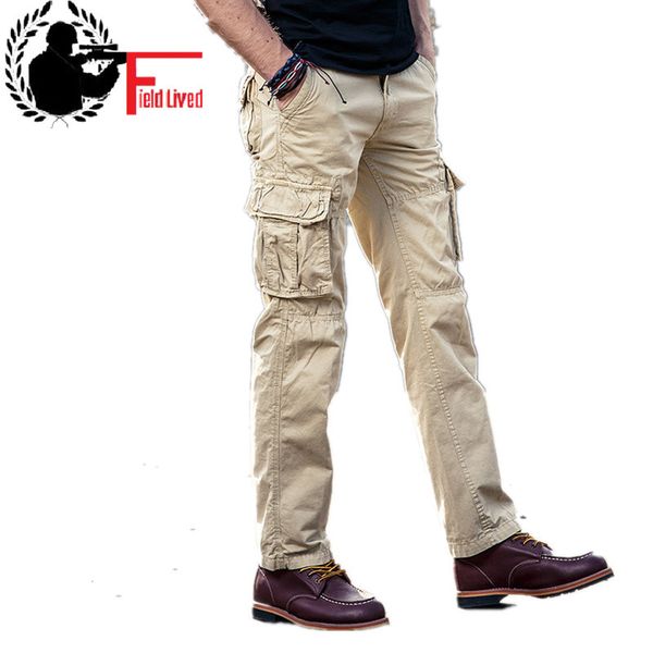 

arrive men cargo pants army multi-pockets men's casual trousers male autumn casual cotton army male pants size 29-40 210518, Black