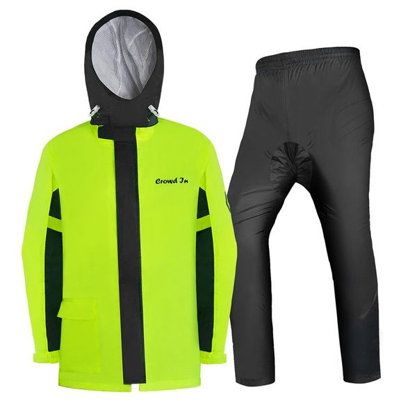 

raincoats motorcycle riding raincoat set green reflective waterproof clothing thicken rainpants split cloak
