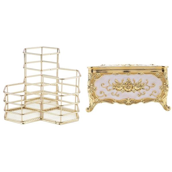 

tissue boxes & napkins nordic style hexagon gold iron pen holder metal pencil with acrylic box universal paper rack